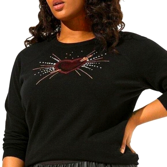 ❤️NWT VINTAGE TORRID SWEATER - HEART GRAPHIC EMBRIODERED & SEQUIN DETAIL SIZE 2X - Picture 7 of 9